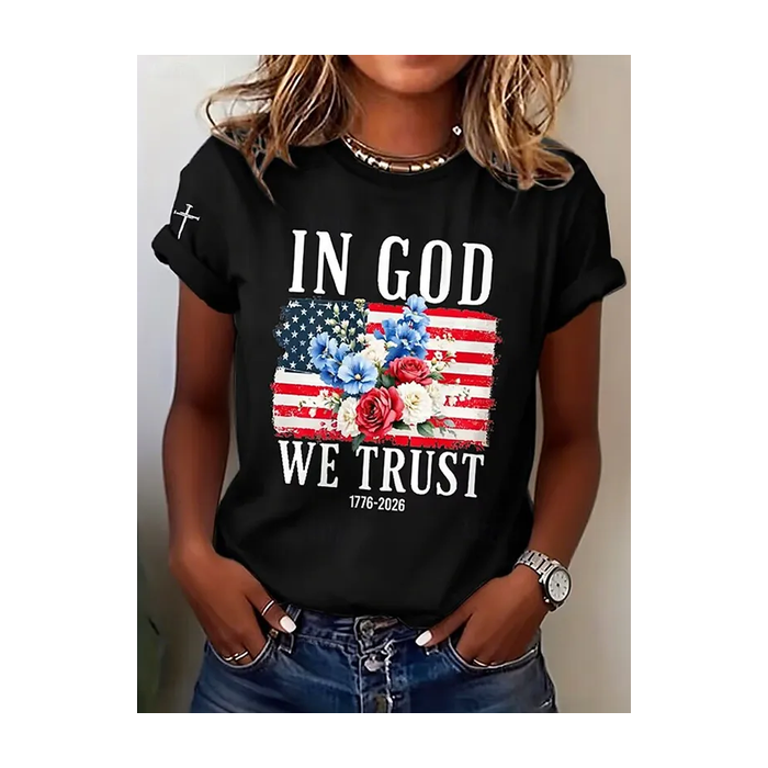 Women Floral Short Sleeve Tee T-shirt Crew Neck Printing Casual Graphic Tee Summer Top