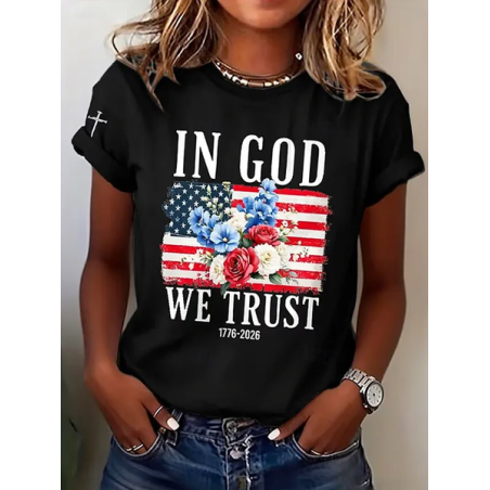 Women Floral Short Sleeve Tee T-shirt Crew Neck Printing Casual Graphic Tee Summer Top