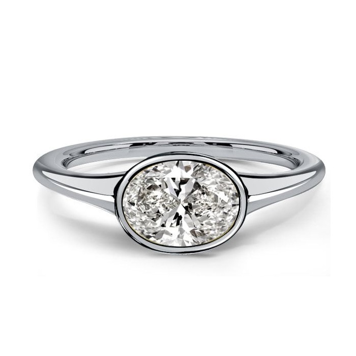 Italo East West Bezel Setting Oval Cut Engagement Ring For Women