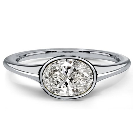 Italo East West Bezel Setting Oval Cut Engagement Ring For Women