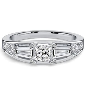 Italo Baguette & Princess Cut Half Eternity Wedding Band For Women