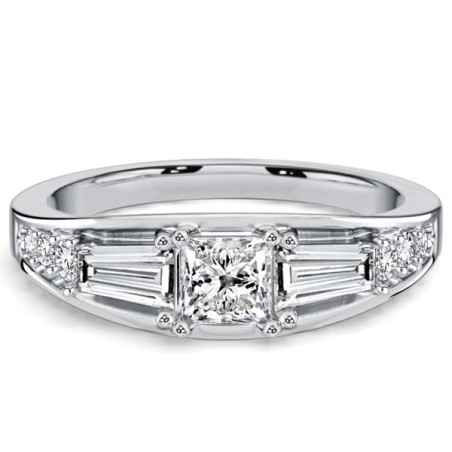 Italo Baguette & Princess Cut Half Eternity Wedding Band For Women