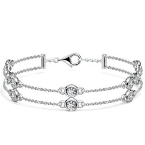 Italo Double Row Bezel-set White Sapphire Tennis Bracelet For Women