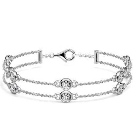 Italo Double Row Bezel-set White Sapphire Tennis Bracelet For Women
