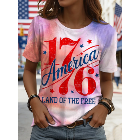 Women Text Letters Short Sleeve Tee T-shirt Crew Neck Printing Casual Graphic Tee Summer Top