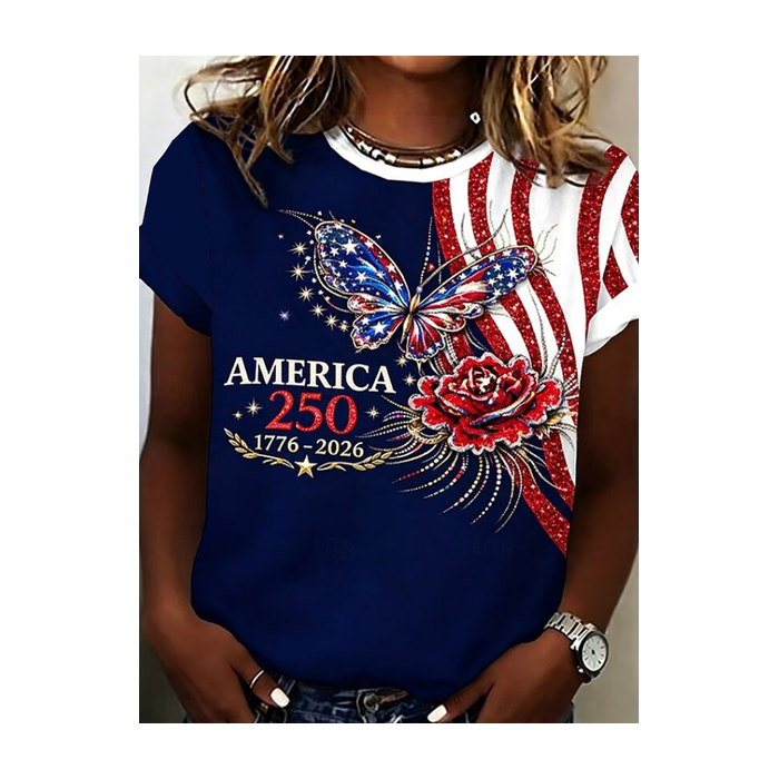 Women Floral Short Sleeve Tee T-shirt Crew Neck Printing Casual Graphic Tee Summer Top