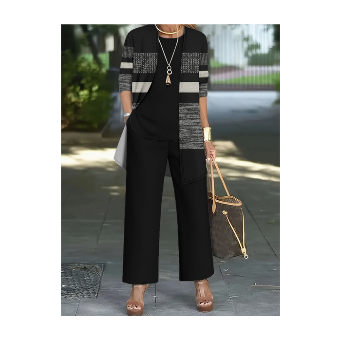 Women Abstract Printing Matching Outfit Daily Long Sleeve Casual Spring/Fall Multi-Piece Set Matching Set