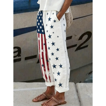 Women Independence Day (Flag) Long Pants Casual Spring/Fall Trousers