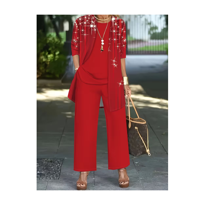 Women Plain Two-Piece Set Daily Long Sleeve Casual Spring/Fall Multi-Piece Set Matching Set