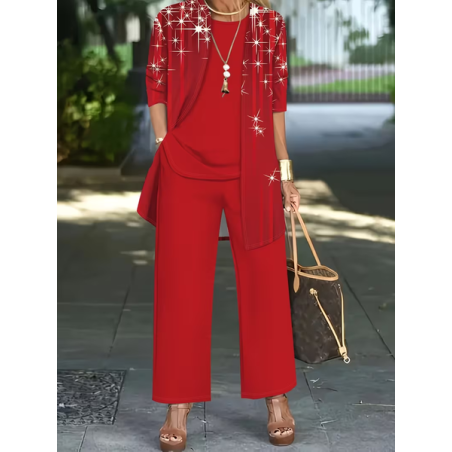 Women Plain Two-Piece Set Daily Long Sleeve Casual Spring/Fall Multi-Piece Set Matching Set