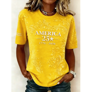 Women 3D Printing Short Sleeve Tee T-shirt Crew Neck Casual Summer Top