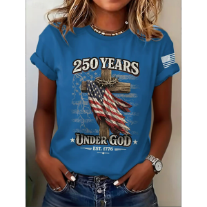 Women Text Letters Short Sleeve Tee T-shirt Crew Neck Printing Casual Graphic Tee Summer Top