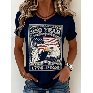 Women Text Letters Short Sleeve Tee T-shirt Crew Neck Casual Summer Top