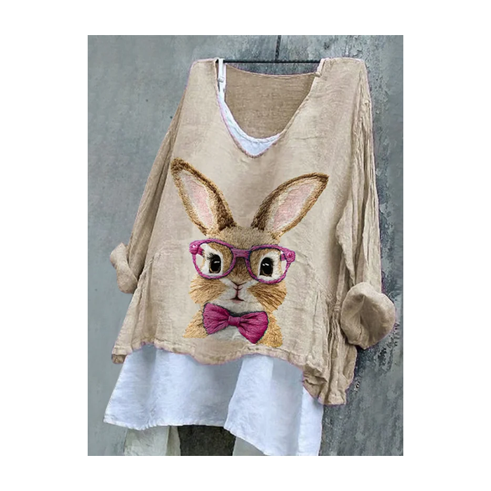 Women Easter (rabbit) V Neck Long Sleeve Blouse Printing Casual Daily Spring/Fall Top