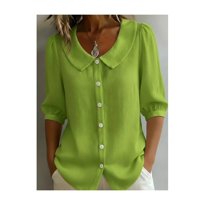 Women Plain Crew Neck Short Sleeve Shirt Casual Daily Summer Top