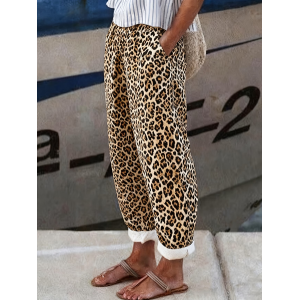 Women Leopard Long Pants Casual Spring/Fall Trousers