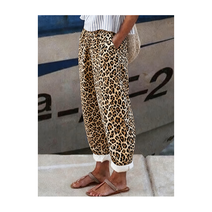 Women Leopard Long Pants Casual Spring/Fall Trousers