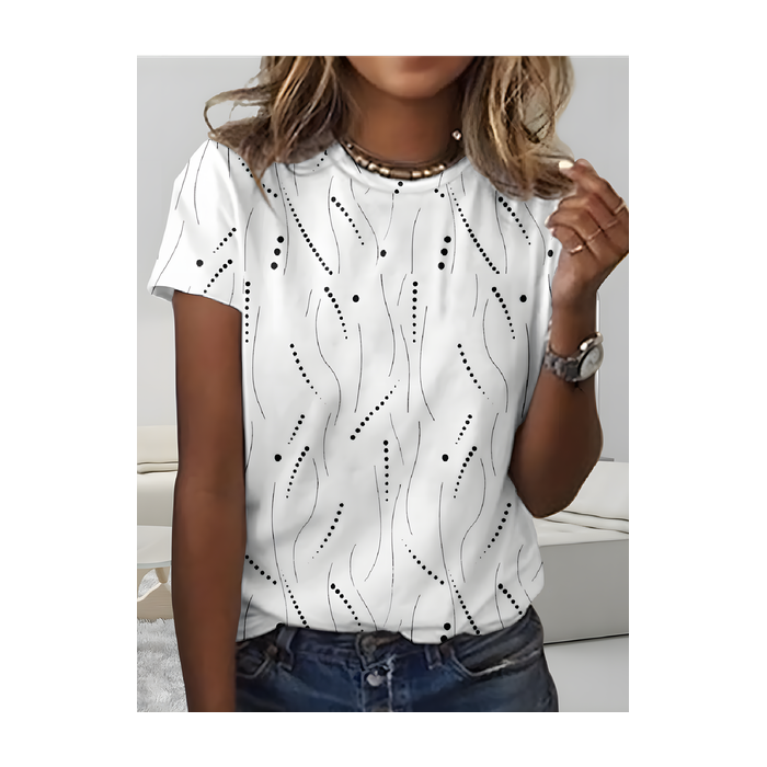 Women Striped Short Sleeve Tee T-shirt Crew Neck Casual Summer Top