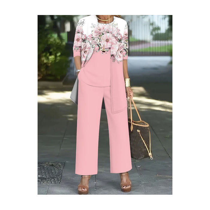 Women Floral Printing Matching Outfit Daily Long Sleeve Casual Spring/Fall Multi-Piece Set Matching Set