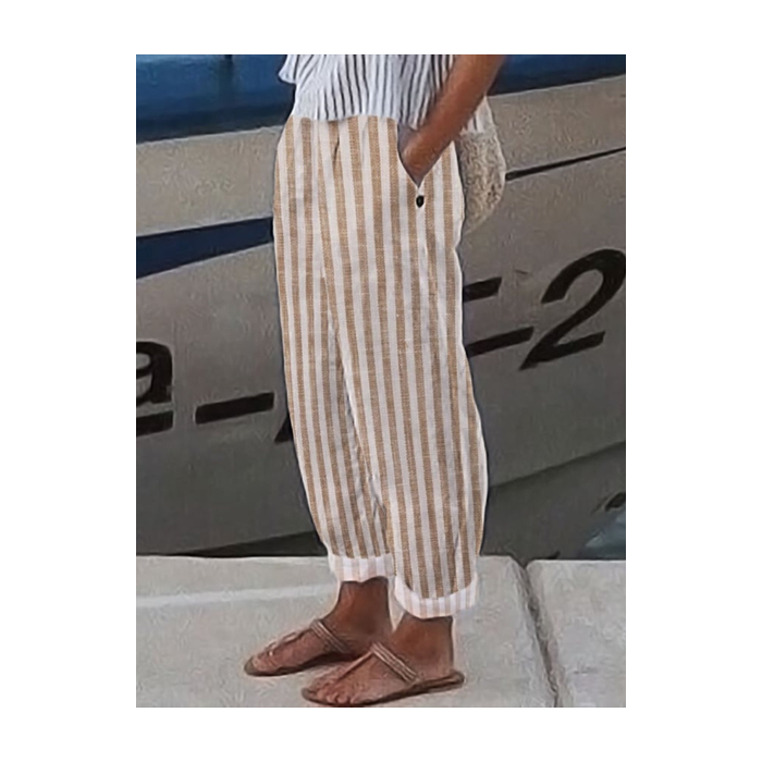 Women Striped Ankle Pants Pants Casual Spring/Fall Trousers