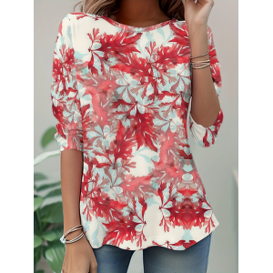 Women Plants Long Sleeve Tee T-shirt Crew Neck Casual Tunic Spring/Fall Top