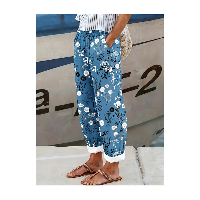 Women Floral Long Pants Casual Spring/Fall Trousers