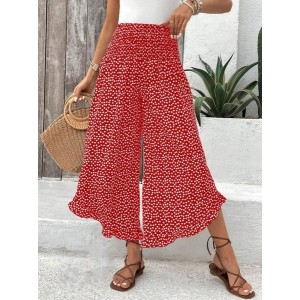 Women Floral Long Elastic Waist Pants Casual Spring/Fall Trousers