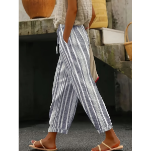 Women Striped Ankle Pants Pants Casual Spring/Fall Trousers