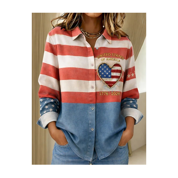 Women Floral Shawl Collar Long Sleeve Shirt Casual Holiday Spring/Fall Top