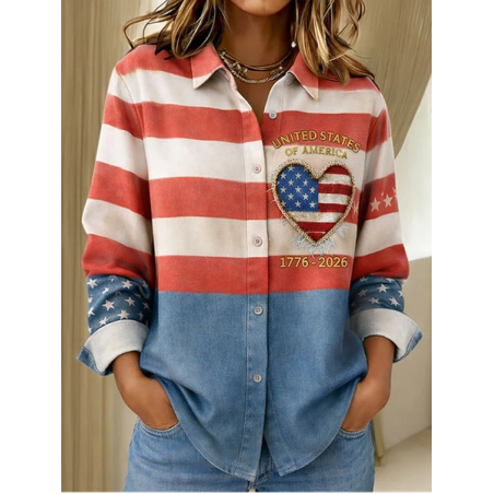 Women Floral Shawl Collar Long Sleeve Shirt Casual Holiday Spring/Fall Top