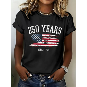 Women Text Letters Short Sleeve Tee T-shirt Crew Neck Printing Casual Graphic Tee Summer Top