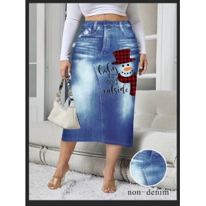 Regular Fit Street Printing Cotton-Blend Skirt