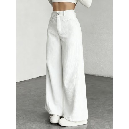 Women Plain Long Elastic Waist Pants Casual Spring/Fall Trousers