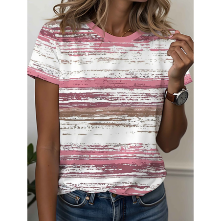 Women Abstract Short Sleeve Tee T-shirt Crew Neck Printing Casual Graphic Tee Summer Top