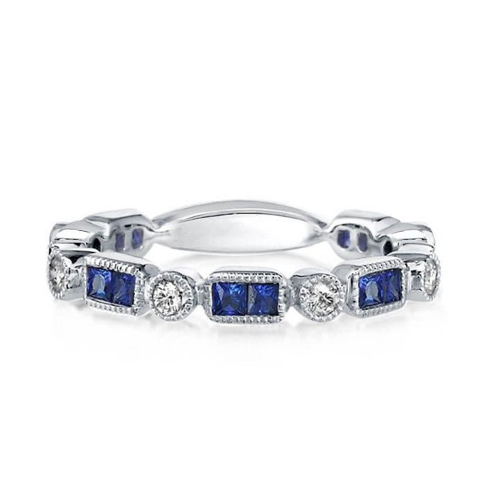 Vintage Milgrain Created Sapphire Wedding Band (2.28 CT. TW.)