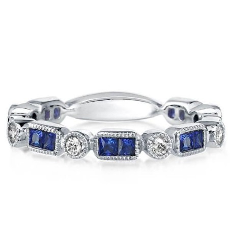 Vintage Milgrain Created Sapphire Wedding Band (2.28 CT. TW.)