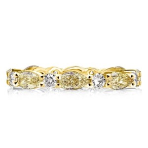 Golden Yellow Topaz Pear & Round Cut Wedding Band