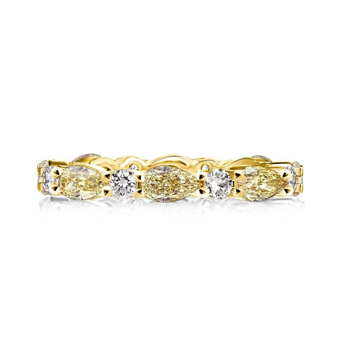 Golden Yellow Topaz Pear & Round Cut Wedding Band
