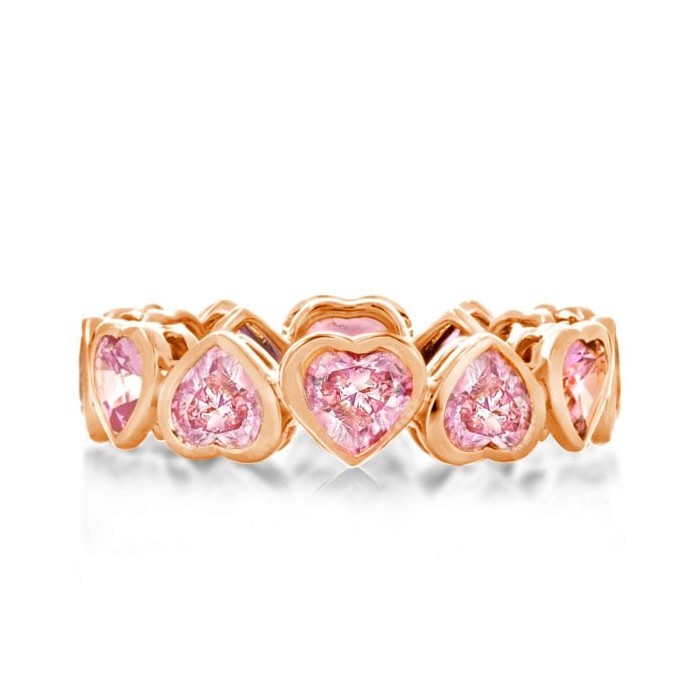 Rose Gold Heart Pink Wedding Band