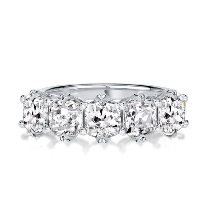Five Stone Cushion Cut Wedding Band