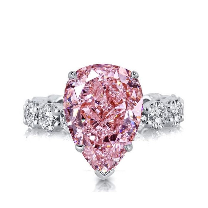 Pink Stone Pear Shaped Engagement Ring Affordable Promise Ring