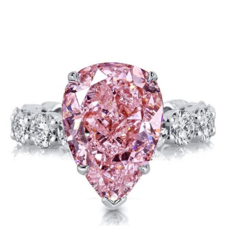 Pink Stone Pear Shaped Engagement Ring Affordable Promise Ring