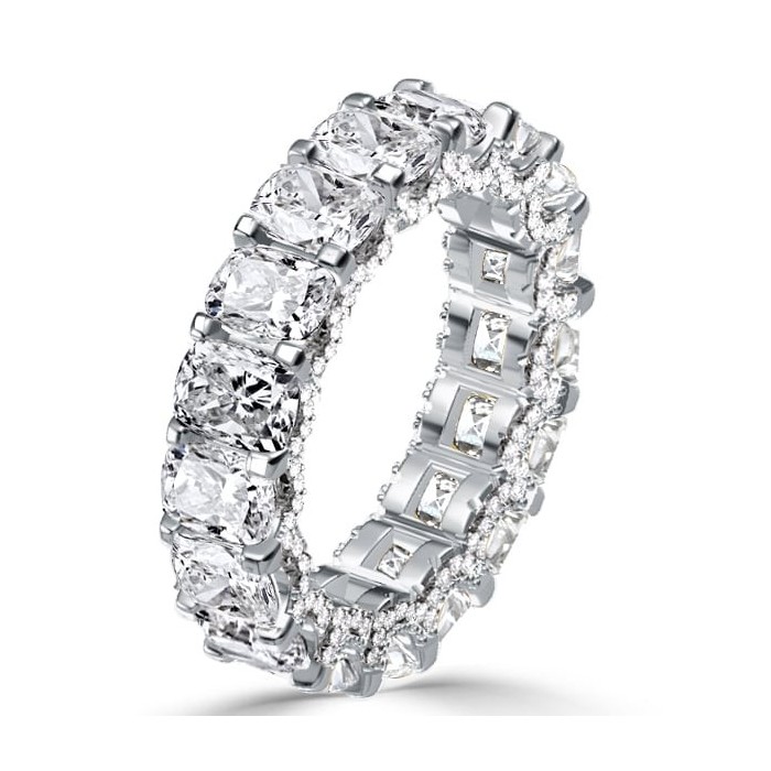 Italo Cushion Cut White Sapphire Eternity Wedding Band