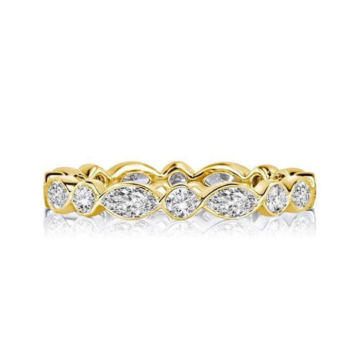 Italo Golden Round & Marquise White Sapphire Wedding Band