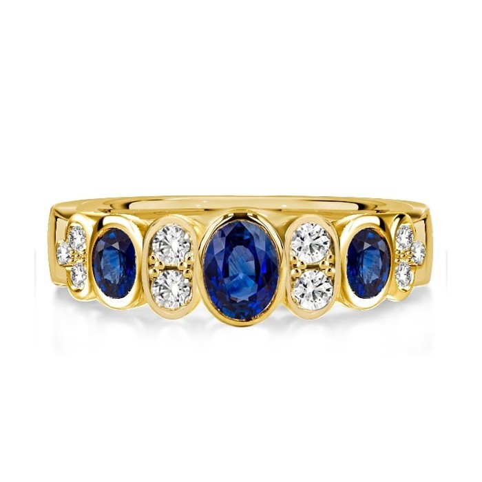 Oval Cut Blue Sapphire Wedding Band For Women