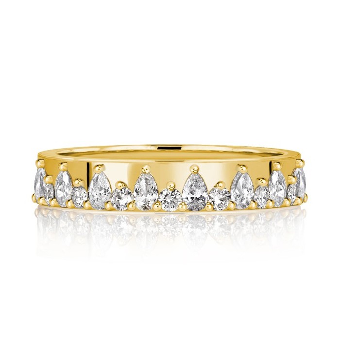 Unique Pear & Round Cut Half Eternity Wedding Band For Women