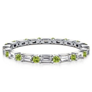Italo Peridot Baguette Cut Eternity Wedding Band For Women
