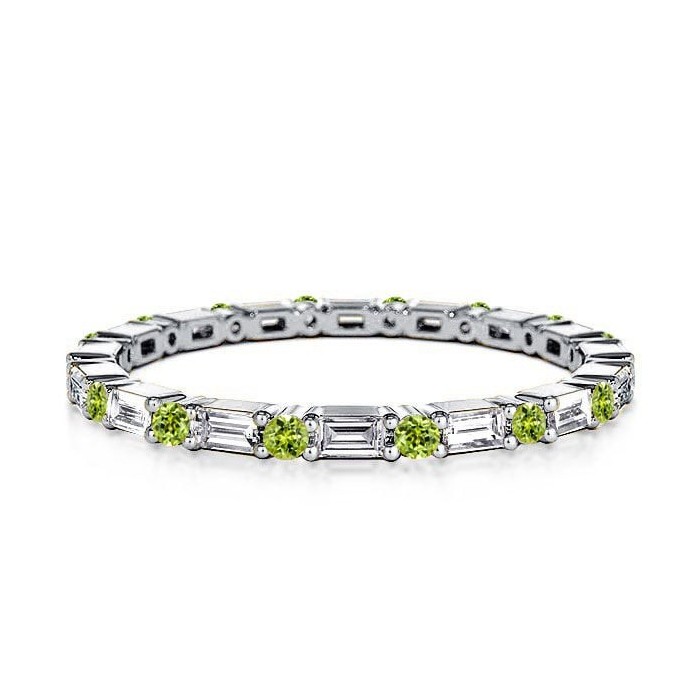 Italo Peridot Baguette Cut Eternity Wedding Band For Women
