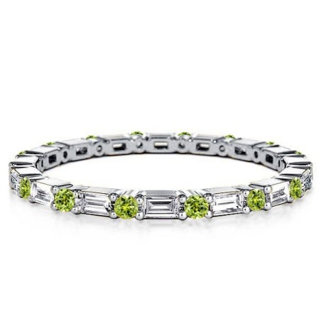 Italo Peridot Baguette Cut Eternity Wedding Band For Women