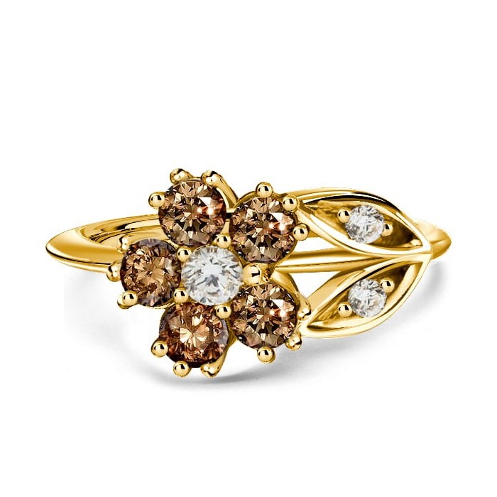 Italo Golden Champagne Sapphire Floral Engagement Ring